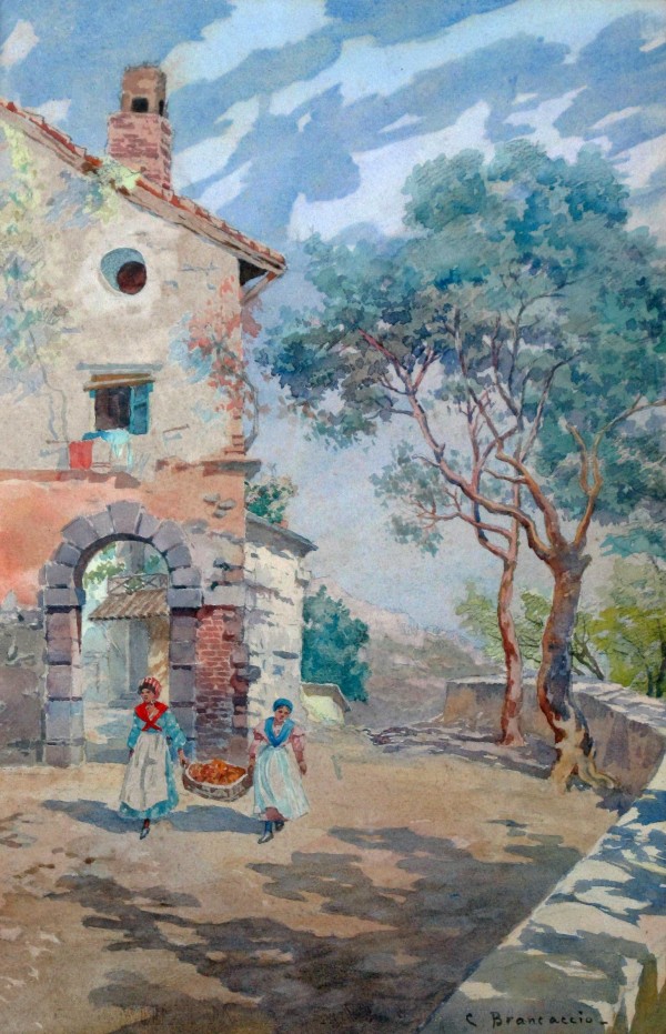 Two girls carrying fruits to their house by Carlo Brancaccio